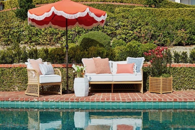Cloud Fringe Patio Umbrella, Melon