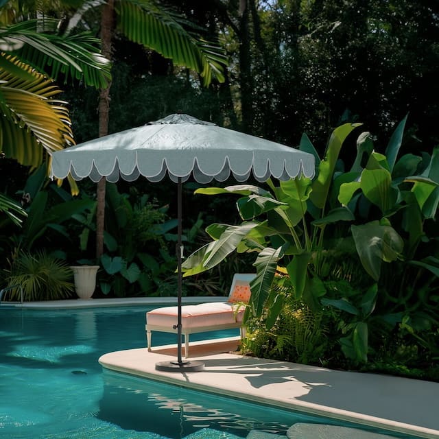Phoebe Scallop Edge Patio Umbrella, Cast Mist