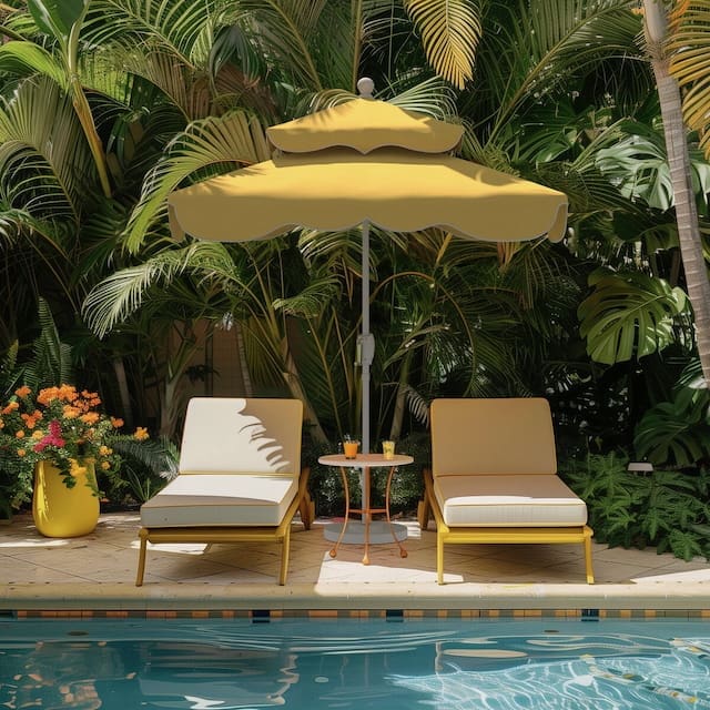 Ripple Two Tier Square Patio Umbrella yellow