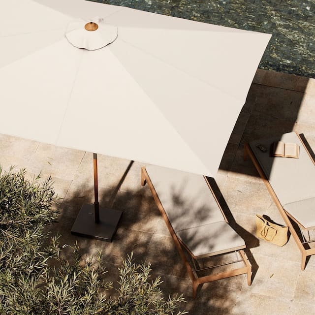 Vera Outdoor Rectangular Teak Patio Umbrella