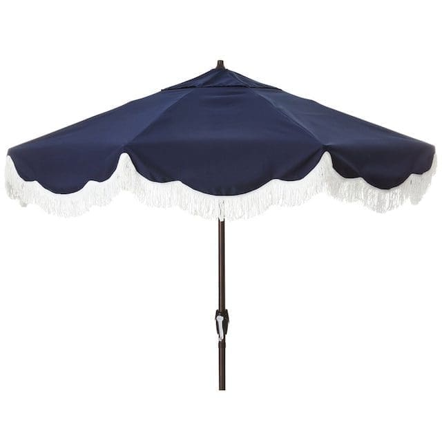 One Kings Lane Outdoor Cloud Fringe Patio Umbrella, Navy