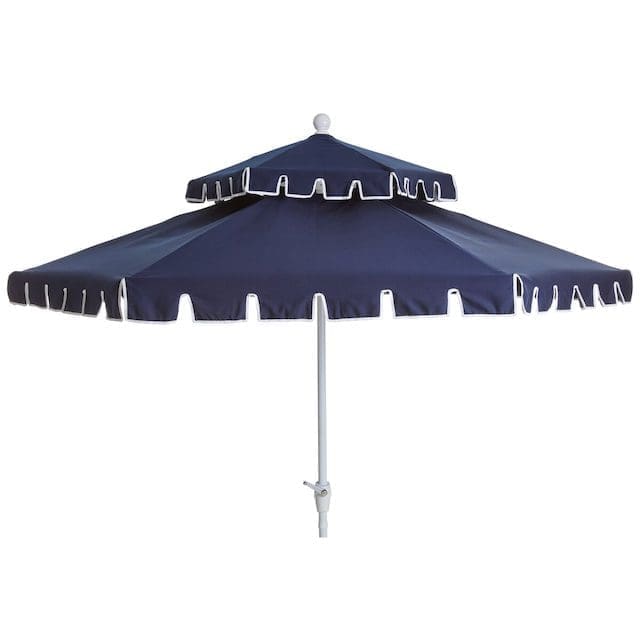 One Kings Lane Outdoor Poppy Two-Tier Patio Umbrella, Navy