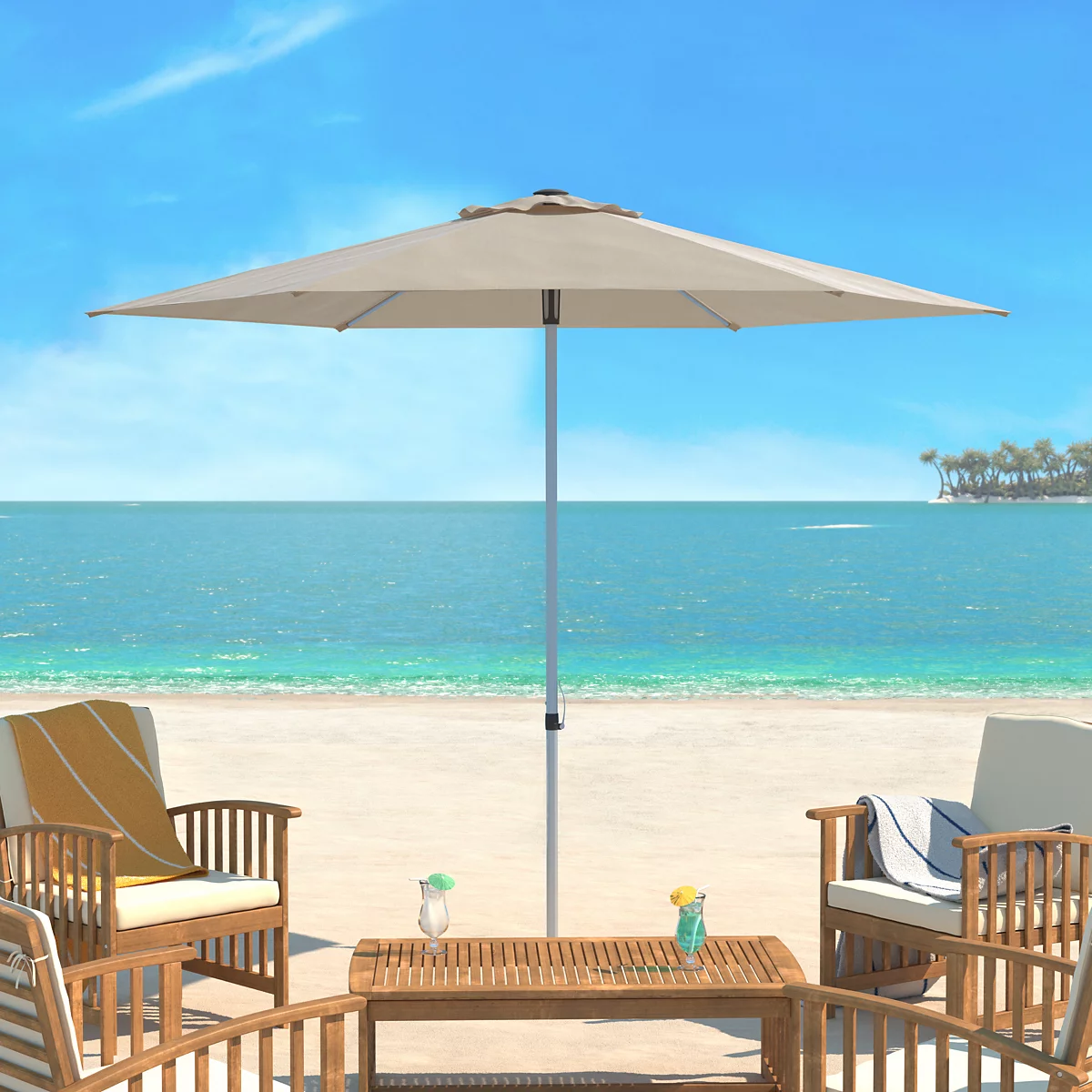 Safavieh Hurst 9 Ft Push Up Umbrella