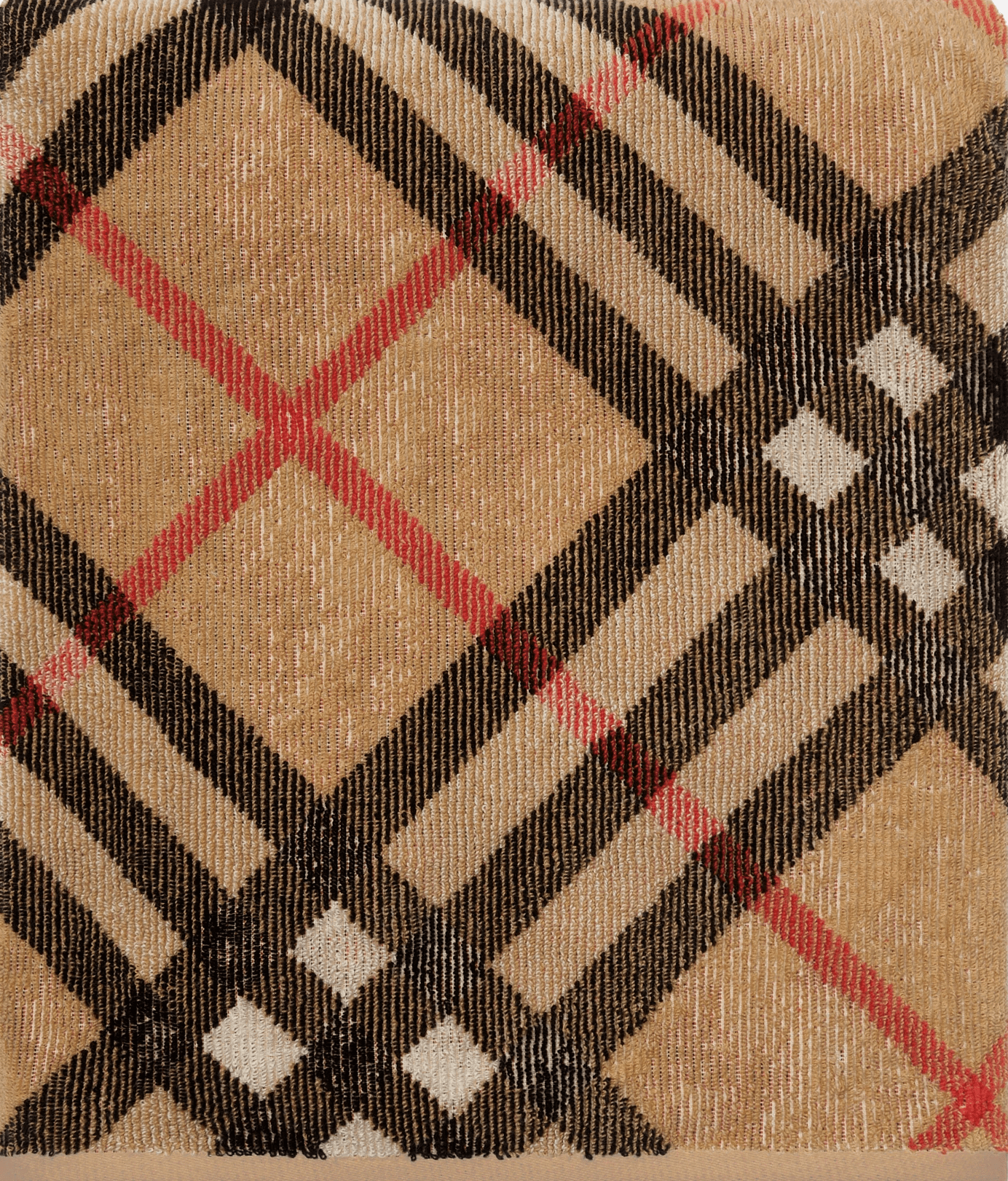 BURBERRY Check Cotton Towel FOLDED SAND