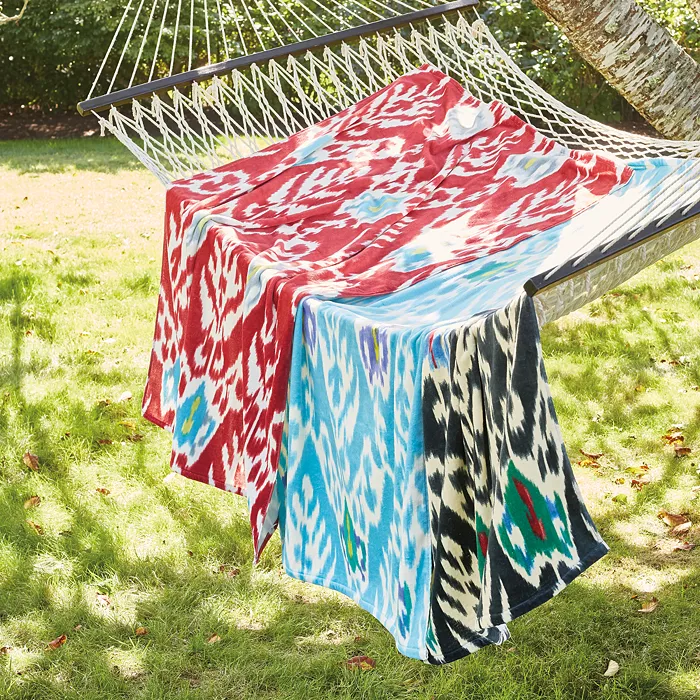 John Robshaw Umida Beach Towel DRAPED ON A HAMMOCK