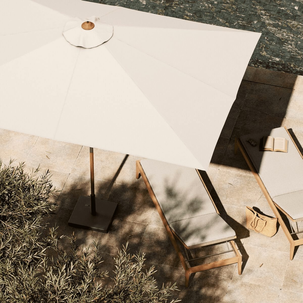 Vera Outdoor Rectangular Teak Patio Umbrella ARASHI SALT
